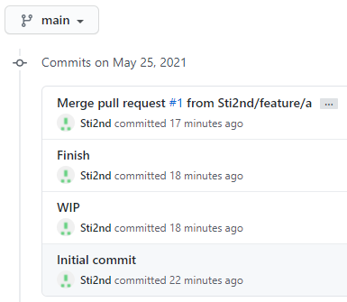 Linear commit history on main after merge commit without fast-forward